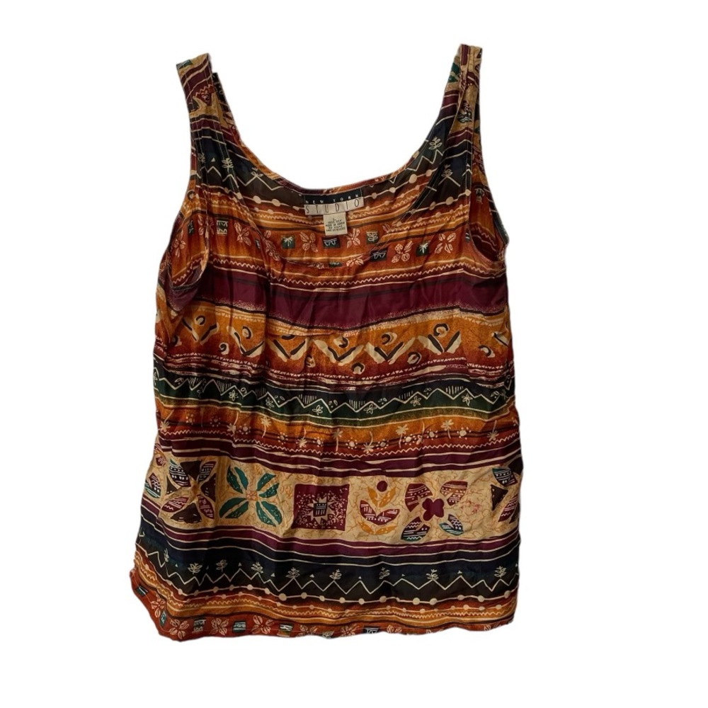 New York STUDIO 100% silk tank top. Ladies size L. Multicolored